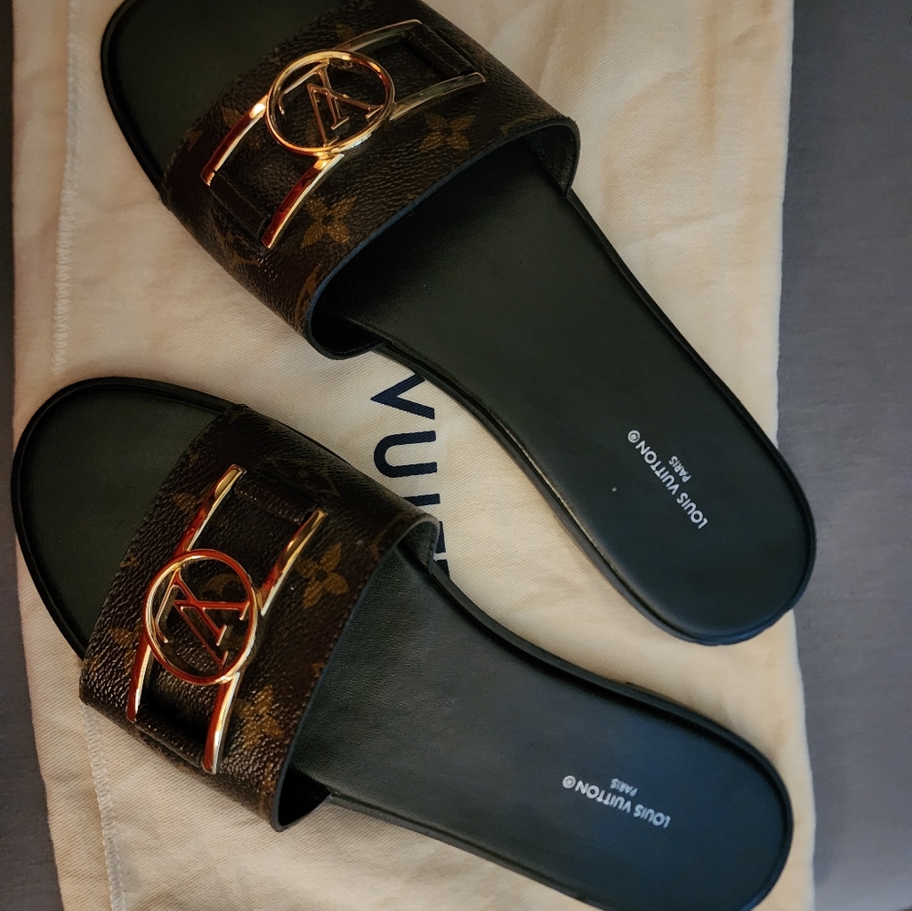 Louis Vuttion Luxury Brown Slide Sandals Size 41 - Picture 10 of 11